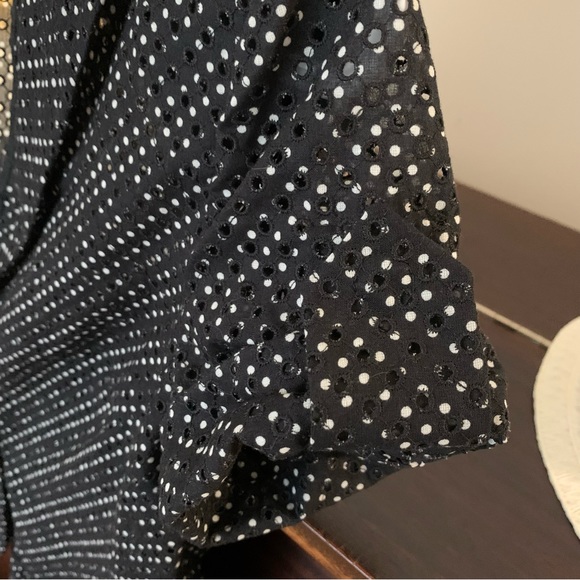 Akris Punto Short Sleeve Polka Dot Eyelet Blazer, Size 4 - Picture 5 of 12